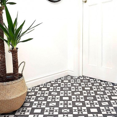 Feature Retro white, black matt ceramic tile BCT53606 331x331mm British Ceramic Tile Feature Floors