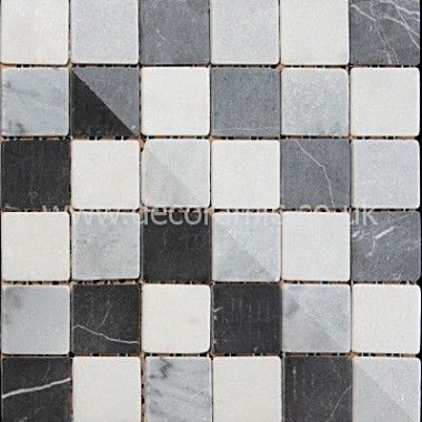 Mosaics Shades of Grey Buxton Marble Black and White Sheet BCT10357 302mm x 302mm British Ceramic Tile