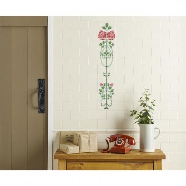 Original Style 5-Tile Set on Colonial White Raised-Line Tiles Rose And Bud 152 x 152mm | 6 x 6inch 6083B