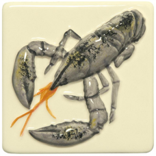 Original Style Lobster relief moulded hand painted on clematis wall tile KHP5842B 100x100 mm La Belle