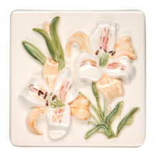 Original Style Lilies relief moulded hand painted on clematis wall tile KHP5823BN 100x100 mm La Belle
