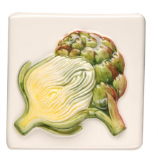 Original Style Artichoke relief moulded hand painted on clematis wall tile KHP5700B 100x100 mm La Belle