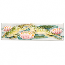 Original Style Leaping Frog Border relief moulded hand painted on clematis wall tile KHP5414B 200x60 mm La Belle