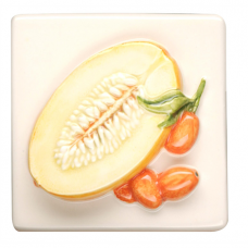 Original Style Melon and Kumquats relief moulded hand painted on clematis wall tile KHP5722B 100x100 mm La Belle
