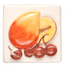 Original Style Mango and Lychees relief moulded hand painted on clematis wall tile KHP5721B 100x100 mm La Belle
