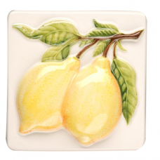 Original Style Lemons relief moulded hand painted on clematis wall tile KHP5806B 100x100 mm La Belle