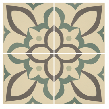 Renaissance Denim, Light Jade and Dark Jade on White tile 8042V Odyssey Primo Original Style