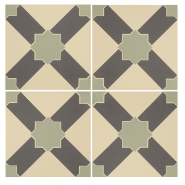 Alhambra Denim and Light Jade on White tile 8105V Odyssey Primo Original Style