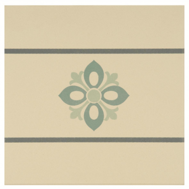 Bohemia Border Denim, Light Jade and Dark Jade on White tile 8043V Odyssey Primo Original Style