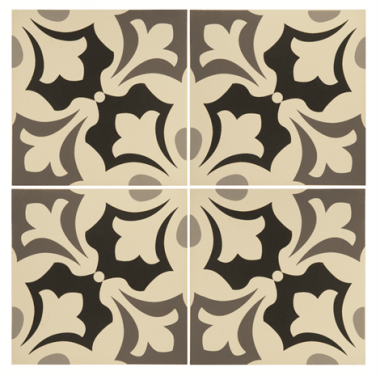 Rococo Light Grey, Dark Grey and Black on White tile 8003V Odyssey Primo Original Style