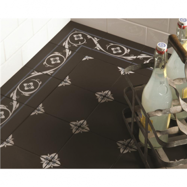 Saxon Corner Light Blue and White on Black tile 8041V Odyssey Primo Original Style