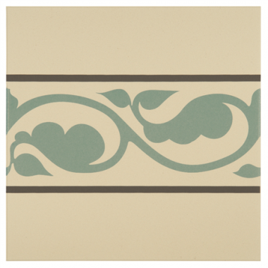 Moroccan Border Dark Grey and Dark Jade on White tile 8072V Odyssey Primo Original Style