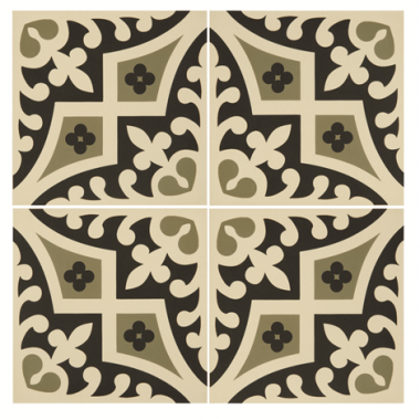 Romanesque Dublin and Black on White tile 8015V Odyssey Primo Original Style