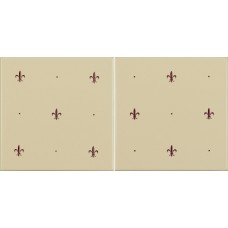 Original Style Burgundy on Colonial White 2 Tile Set Fleur de Lis 152 x 152mm | 6 x 6inch F9036B