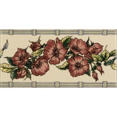 Original Style Classical Decorative Border, Red on Colonial White Corded Poppies 152 x 76mm | 6 x 3 inch 6398B