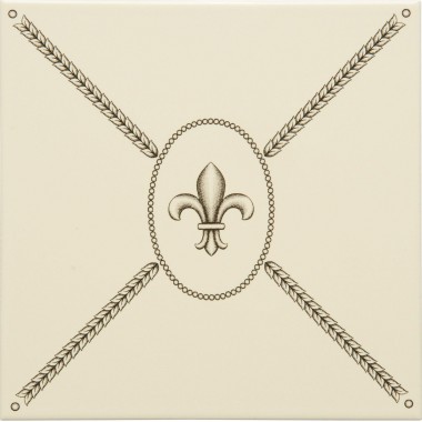 Original Style Charcoal Grey on Colonial White Cartouche with Faberge Fleur de Lis 152 x 152mm | 6 x 6 inch 7808B