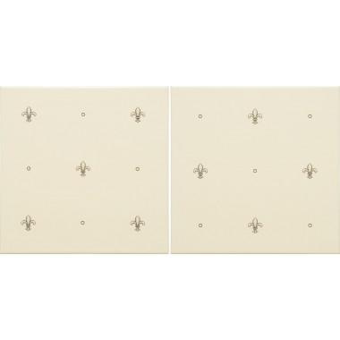 Original Style Charcoal Grey on Colonial White Faberge Fleur de Lis 2-tile Set 152 x 152mm | 6 x 6inch 7801B