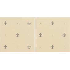 Original Style Platinum on Brilliant White 2 Tile Set Fleur de Lis 152 x 152mm | 6 x 6inch A9032TP