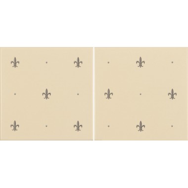 Original Style Platinum on Colonial White 2 Tile Set Fleur De Lis 152 x 152mm | 6 x 6inch B9032TP
