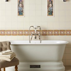 Original Style Left Hand 3-Tile Set on Colonial White Alphonse Mucha Nocturnal Slumber 152 x 152mm | 6 x 6inch 6041B