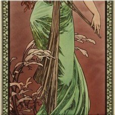 Original Style Left Hand 3-Tile Set on Colonial White Alphonse Mucha Spring 152 x 152mm | 6 x 6inch 6047B