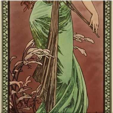 Original Style Left Hand 3-Tile Set on Colonial White Alphonse Mucha Spring 152 x 152mm | 6 x 6inch 6047B