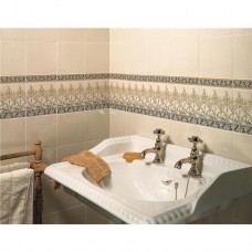 Original Style Quarter Tile on Colonial White Alphonse Mucha Orchid 152 x 38mm | 6 x 2 inch 6055B Original Style Quarter Tile on Colonial White Alphonse Mucha Orchid 152 x 38mm | 6 x 2 inch 6055B