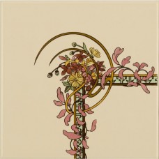 Original Style Left Hand Corner Tile on Colonial White Alphonse Mucha Spring 152 x 152mm | 6 x 6inch 6061B