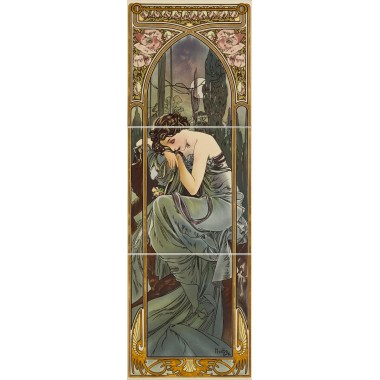 Original Style Relief Moulded Tiles 3-Tile Set on Colonial White Henrietta Yellow Tulip 152 x 152mm | 6 x 6inch 6996B