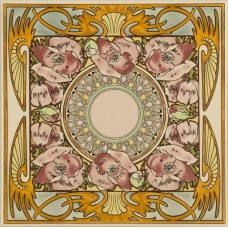 Original Style Single Floral Tile on Colonial White Alphonse Mucha Spring 152 x 152mm | 6 x 6inch 6049B Original Style Single Floral Tile on Colonial White Alphonse Mucha Spring 152 x 152mm | 6 x 6inch 6049B