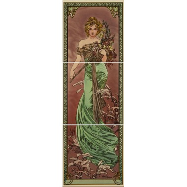 Original Style Tube-Lined Single Tile on Colonial White Lilium Border 152 x 76mm | 6 x 3 inch 5976B