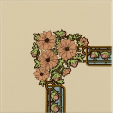 Original Style Single Floral Tile on Colonial White Alphonse Mucha Nocturnal Slumber 152 x 152mm | 6 x 6inch 6043B