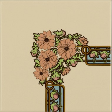 Original Style Single Floral Tile on Colonial White Alphonse Mucha Nocturnal Slumber 152 x 152mm | 6 x 6inch 6043B Original Style Single Floral Tile on Colonial White Alphonse Mucha Nocturnal Slumber 152 x 152mm | 6 x 6inch 6043B