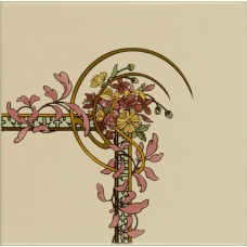 Original Style Right Hand 3-Tile Set on Colonial White Alphonse Mucha Nocturnal Slumber 152 x 152mm | 6 x 6inch 6042B