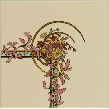 Original Style Right Hand 3-Tile Set on Colonial White Alphonse Mucha Nocturnal Slumber 152 x 152mm | 6 x 6inch 6042B