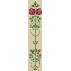 Original Style Tube-Lined Single Tile on Colonial White Lotus Flower Border 152 x 76mm | 6 x 3 inch 5975B