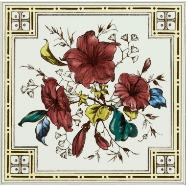 Original Style On Colonial White Poppy And Wheatsheaf Single Tile 152 x 152mm | 6 x 6inch 6088B
