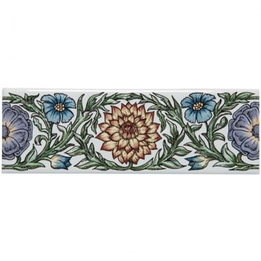 Original Style Classical Decorative Border, Blue and Yellow on Brilliant White Knot Garden 152 x 50mm | 6 x 2 inch 6383A