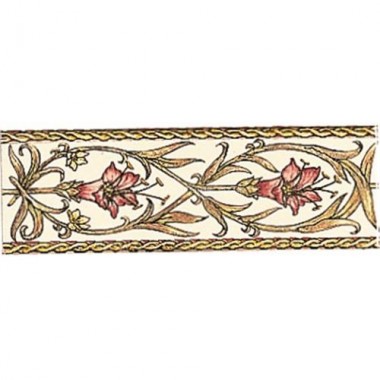 Original Style Classical Decorative Border, Pink on Brilliant White Trumpet Gentian 152 x 50mm | 6 x 2 inch 6389A