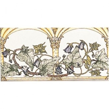 Original Style Classical Decorative Border, Blue on Colonial White Arch And Ivy 152 x 76mm | 6 x 3 inch 6392B