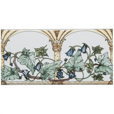Original Style Classical Decorative Border, Blue on Brilliant White Arch And Ivy 152 x 76mm | 6 x 3 inch 6392A