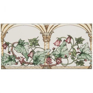 Original Style Classical Decorative Border, Pink on Colonial White Arch And Ivy 152 x 76mm | 6 x 3 inch 6393B