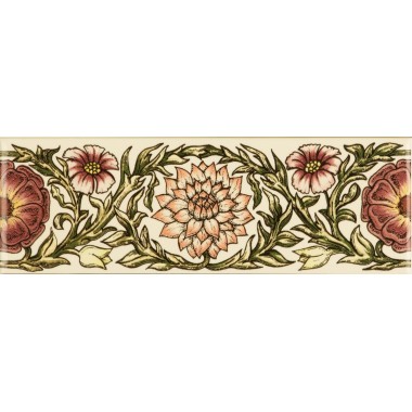 Original Style Classical Decorative Border, Pink on Colonial White Trumpet Gentian 152 x 50mm | 6 x 2 inch 6389B