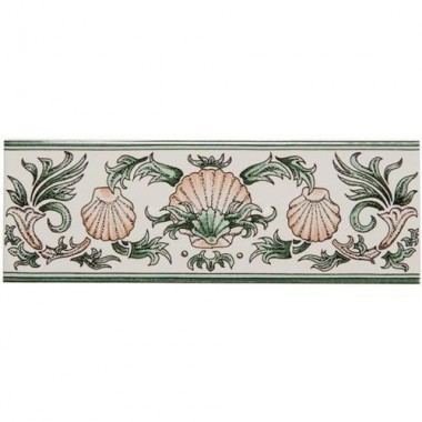 Original Style Classical Decorative Border, Green and Buff on Colonial White Scallop Shells 152 x 50mm | 6 x 2 inch 6381B Original Style Classical Decorative Border, Green and Buff on Colonial White Scallop Shells 152 x 50mm | 6 x 2 inch 6381B