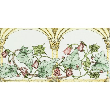 Original Style Classical Decorative Border, Green on Colonial White Art Nouveau Lily 152 x 50mm | 6 x 2 inch 6385B