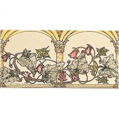 Original Style Classical Decorative Border, Pink on Brilliant White Arch And Ivy 152 x 76mm | 6 x 3 inch 6393A