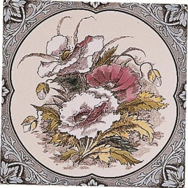 Original Style Floral Border on Colonial White Poppies 152 x 152mm | 6 x 6inch 6010B