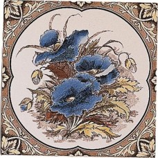 Original Style Single Tile on Colonial White Blue Poppies 152 x 152mm | 6 x 6inch 6018B