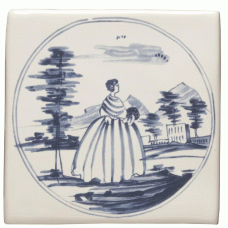 W.DE1512 Winchester Lady with Mansion Decorated Tile 127 x 127 mm 