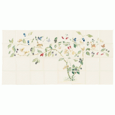 W.1712 Winchester Hedgerow Decorated Tile 127 x 127 mm 